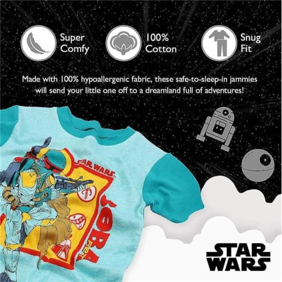 New in Tags, Children & Boys' Star Wars 2-Piece Cotton Pajamas Set - Picture 6 of 6